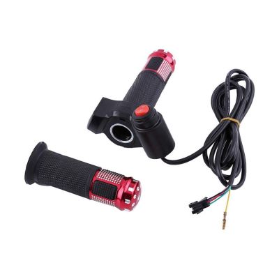 1 Pair 12-84V Universal Electric Bike Scooter Twist Throttle Throttle Grip with LED Voltage Display&Speed Switch Electric Bike Parts DaJiKan (Color : Red 1)