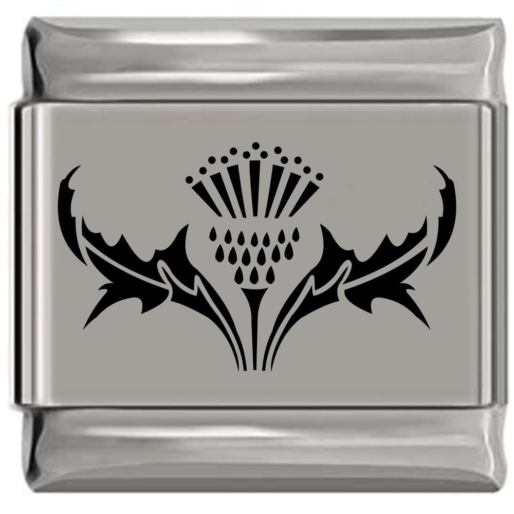 NewCharms Scottish Thistle Laser Engraved Italian Charm (9mm Standard Size)