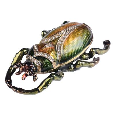 HXSCOO Longicorn Insect Bejeweled Trinket Jewelry Box feng Shui Metal Craft Decoration Vintage Trinket Pot Jewelry Organizer Souvenirs