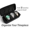 RIGICASE 3 watch travel case roll, Hard watch carry case roll display storage organizer box for men and women with soft foam pillows snug fit all size watches up to 60mm face view 2