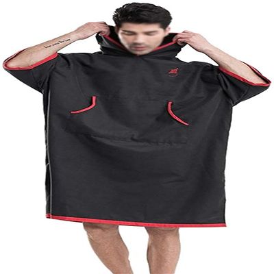 LSDRALOBBEB Beach Towels Sports Towel Beach Towel Wrap Black Embroidered Beach Changing Bathrobe Quick-Drying Cloak Portable Beach Towel Sport Robe 901(Color:Black;Size:One Size)