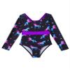 Loloda Girls' Cartoon Print Ballet Dance Leotard Gymnastics Bodysuit Long Sleeves Cross Back Dancewear Black 12 Years view 3