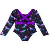 Loloda Girls' Cartoon Print Ballet Dance Leotard Gymnastics Bodysuit Long Sleeves Cross Back Dancewear Black 12 Years view 4