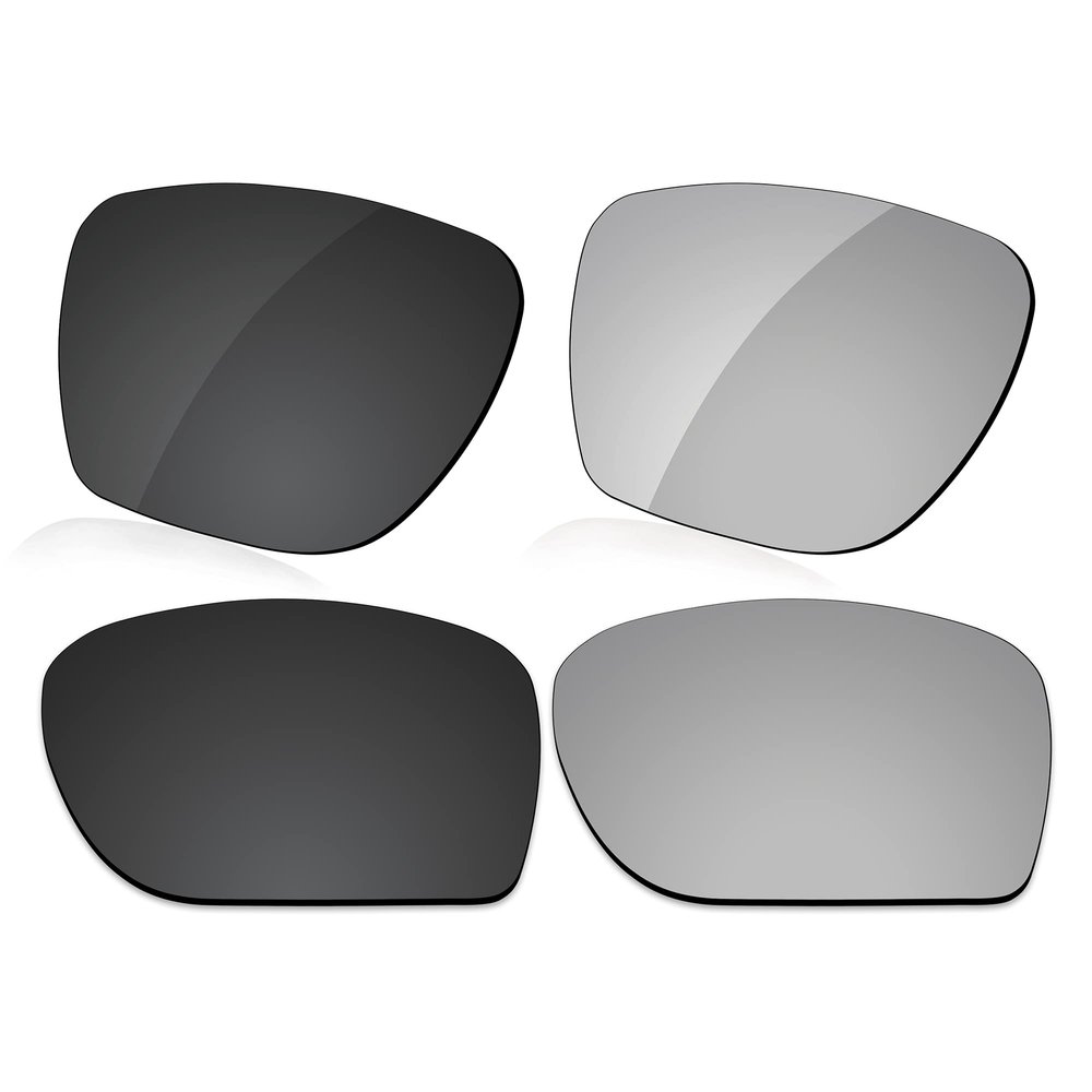 LenzReborn High-impact Polarized Lens Replacement for Oakley Sylas OO9448 57mm Sunglasses - Dark Black+Silver Grey