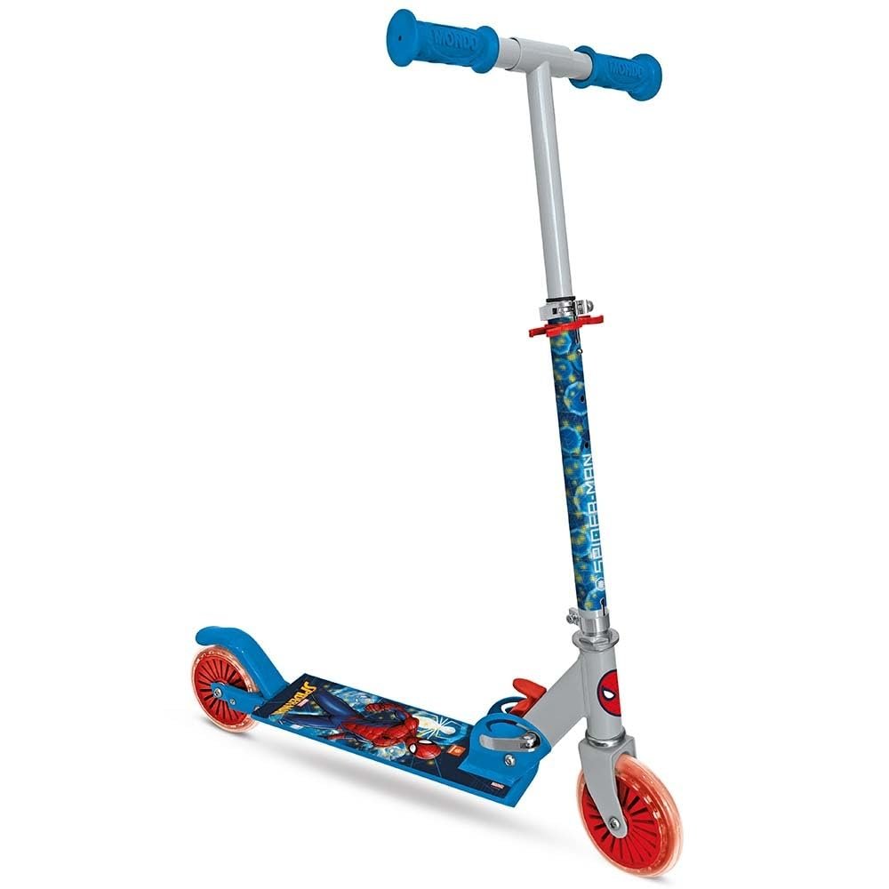MONDO Toys 28687 Aluminium Scooter for Boys/Girls Spiderman Adjustable Handlebar 2 Wheels, Multicoloured, Standard Size