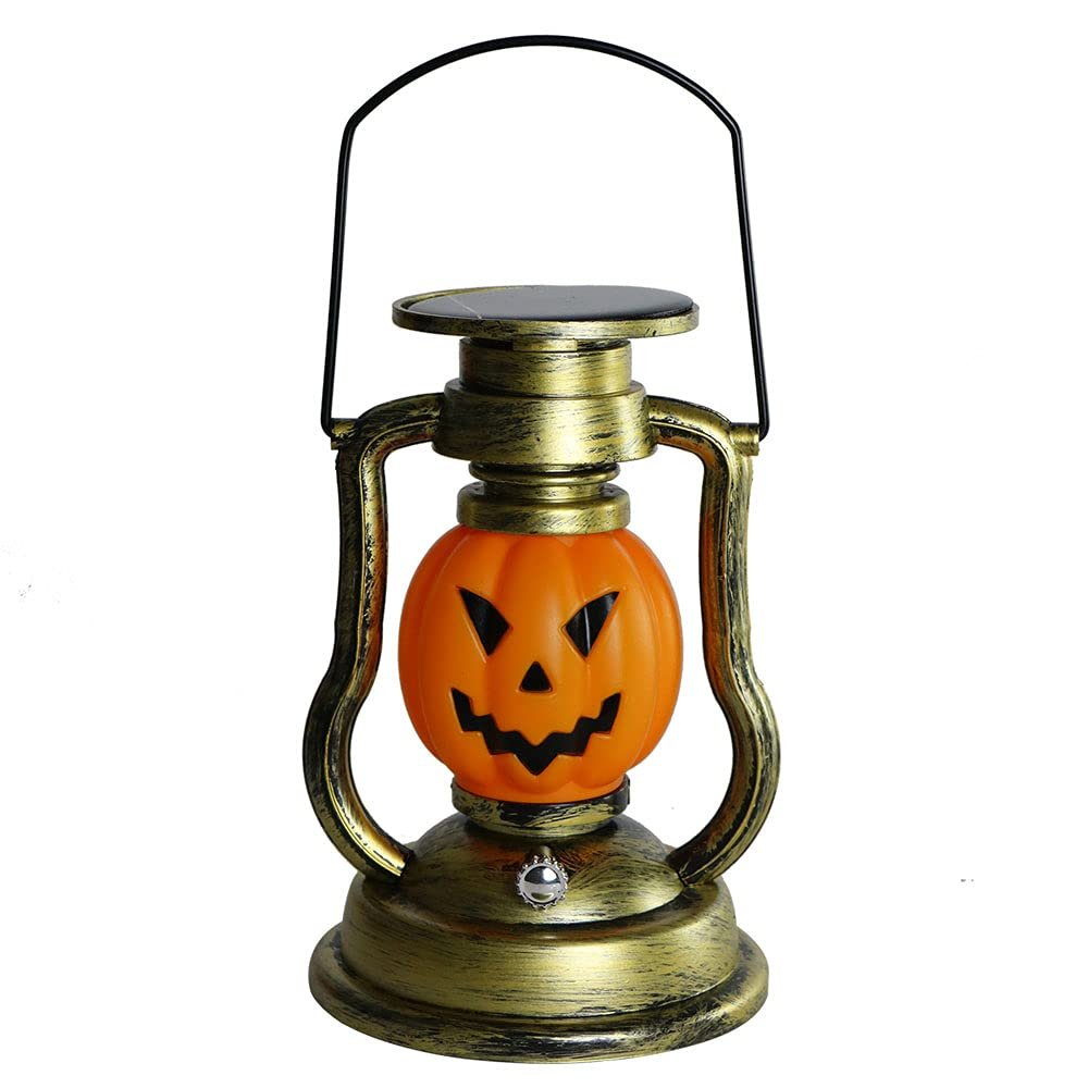 LAOWU Solar Halloween Light Up Pumpkin Lanterns Decorations Retro Portable Camping Kerosene Lamp Solar Halloween Lantern