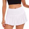 Yknktstc Women Pleated Tennis Skirt with Shorts High Waist Golf Skort Athletic Mini Skirt with Pockets Large White view 1