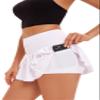 Yknktstc Women Pleated Tennis Skirt with Shorts High Waist Golf Skort Athletic Mini Skirt with Pockets Large White view 3