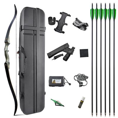 ZSHJGJR 60" Archery Recurve Bow 25-60lbs Takedown Hunting Bow and Arrow Set Right Handed Wooden Bow Riser for Adult Target Hunting Shooting (45lbs, Bow Set with Blue Bow Case)