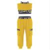 Yeahdor Girls 2 Piece Dance Sports Outfit Letter Printed Mock Crop Top with Harem Long Pants Yellow 4 Years view 1