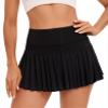 Yknktstc Women Pleated Tennis Skirt with Shorts High Waist Golf Skort Athletic Mini Skirt with Pockets Large Black view 1