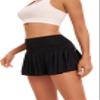 Yknktstc Women Pleated Tennis Skirt with Shorts High Waist Golf Skort Athletic Mini Skirt with Pockets Large Black view 2