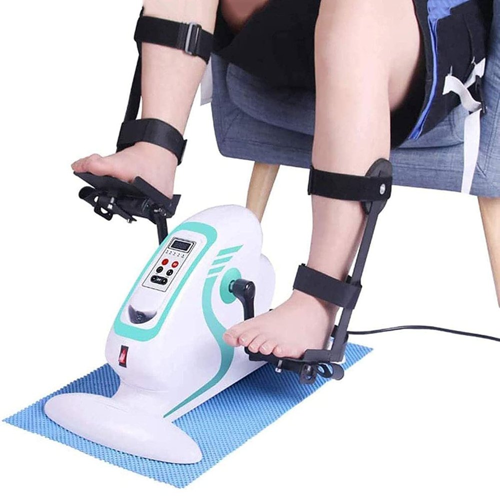 Sywlwxkq Electric Pedal Exerciser Assisted Bicycle Electric Rehabilitation Bike Pedal Trainer Mini Cycling with Protective Gear Fitness Exercise Bike for Hand Arm Leg Knee