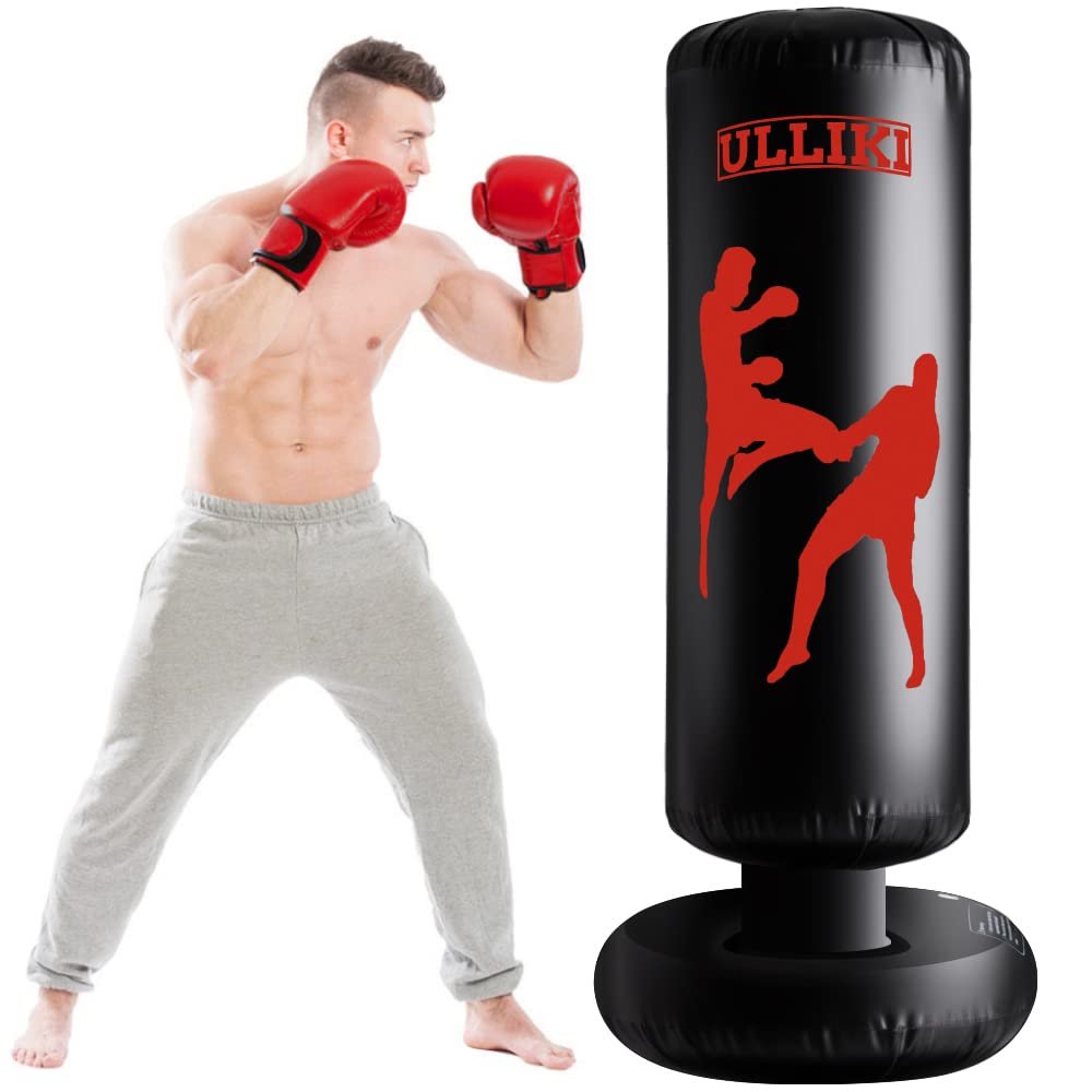 Freestanding Punching Bag for Adults, Kick Boxing Bag with Stand for Adults, Blow up Punching Bag for Kids 12-14