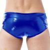 Yihuimin Men's Shiny Metallic Drawstring Boxer Briefs Low Waist Swim Trunks Underwear Clubwear Blue XX-Large view 2