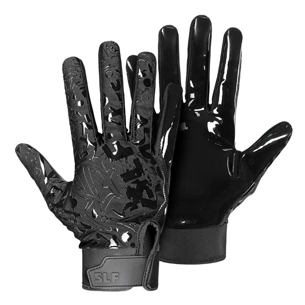 SLEEFS Youth Football Gloves for Boys and Girls, Black Sticky Receiver Flag Football Gloves for Youth, Adult Men or Women, Stretch Fit, No Slip, Perfect Grip, Machine Washable, Extra Large