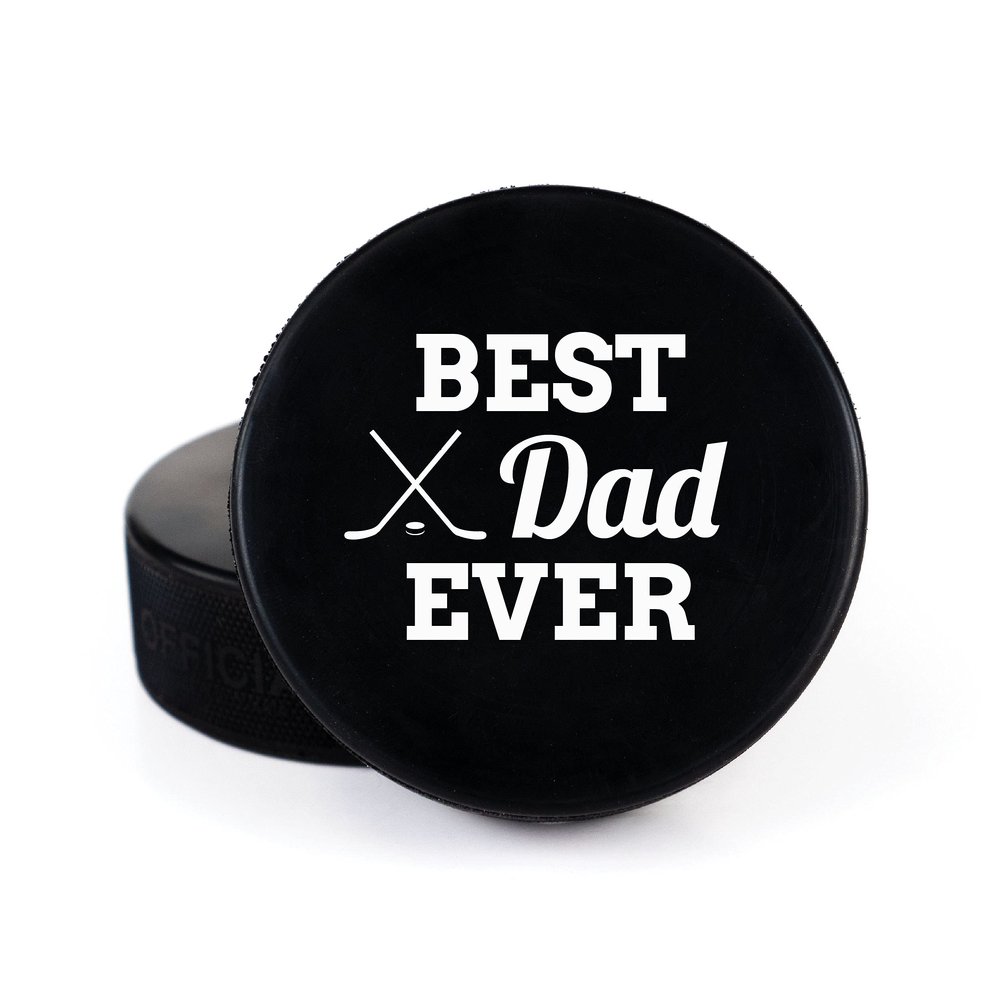 Buffalo Bottle Craft Father's Day Hockey Puck Gift- Best Dad Printed Gift Personalized Puck- Official Size-Thanks Dad Custom Design Real Hockey Puck Present