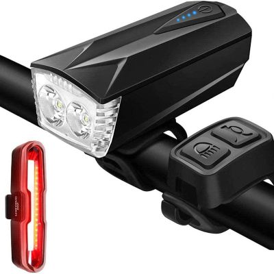 NCRD USB Rechargeable Bike Light, Super Bright Bike Headlight High Lumens and Back Rear Light, Waterproof Bicycle Headlight and Taillight, Easy to Mount Fits for Mountain Road Kids Bikes Cycling