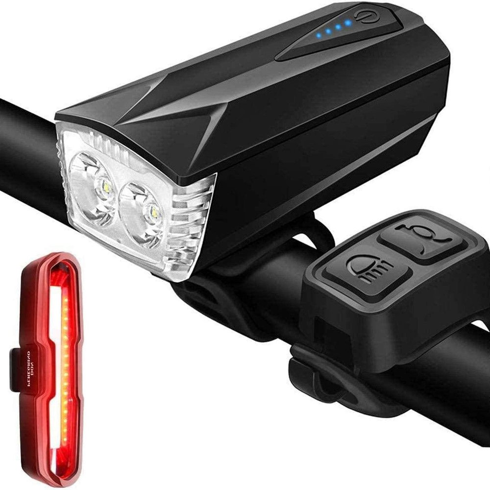 NCRD USB Rechargeable Bike Light, Super Bright Bike Headlight High Lumens and Back Rear Light, Waterproof Bicycle Headlight and Taillight, Easy to Mount Fits for Mountain Road Kids Bikes Cycling