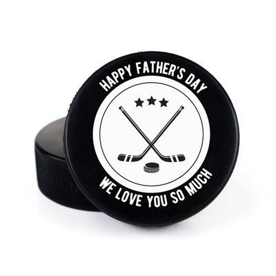 Buffalo Bottle Craft Father's Day Hockey Puck Gift- Best Dad Printed Gift Personalized Puck- Official Size-Thanks Dad Custom Design Real Hockey Puck Present