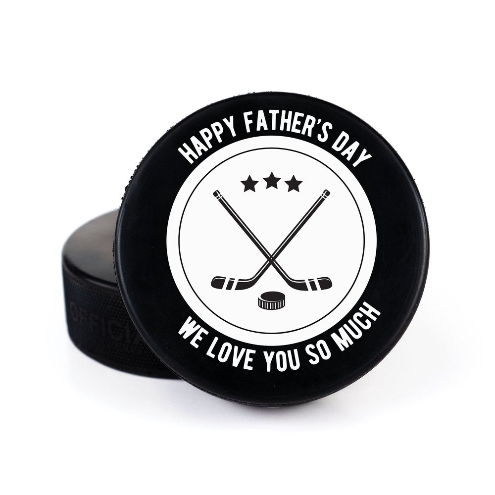 Buffalo Bottle Craft Father's Day Hockey Puck Gift- Best Dad Printed Gift Personalized Puck- Official Size-Thanks Dad Custom Design Real Hockey Puck Present