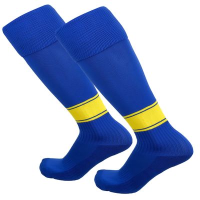 Just 4 Kicks Kid's Soccer Socks Classic Style, Boys and Girls Soccer Socks (Classic Royal/Yellow)