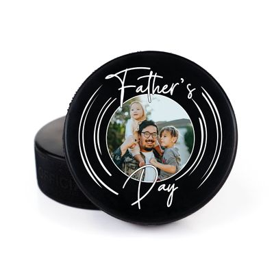Buffalo Bottle Craft Father's Day Hockey Puck Gift- Best Dad Printed Gift Personalized Puck- Official Size-Thanks Dad Custom Design Real Hockey Puck Present