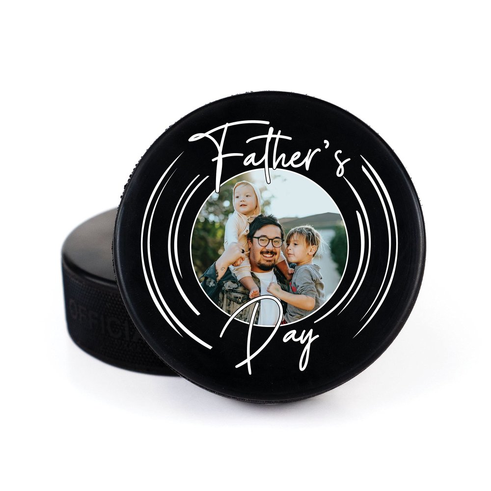 Buffalo Bottle Craft Father's Day Hockey Puck Gift- Best Dad Printed Gift Personalized Puck- Official Size-Thanks Dad Custom Design Real Hockey Puck Present