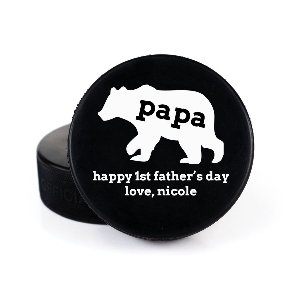 Buffalo Bottle Craft Father's Day Hockey Puck Gift- Best Dad Printed Gift Personalized Puck- Official Size-Thanks Dad Custom Design Real Hockey Puck Present