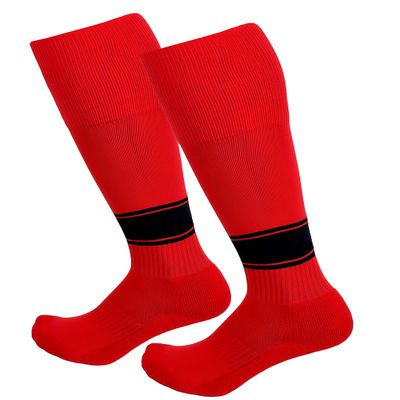 Just 4 Kicks Kid's Soccer Socks Classic Style, Boys and Girls Soccer Socks (Classic Red/Black)