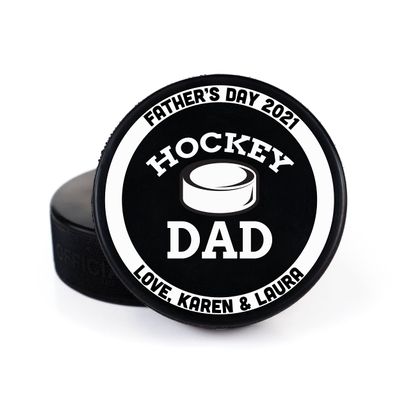 Buffalo Bottle Craft Father's Day Hockey Puck Gift- Best Dad Printed Gift Personalized Puck- Official Size-Thanks Dad Custom Design Real Hockey Puck Present
