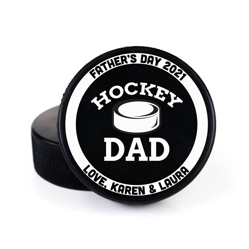 Buffalo Bottle Craft Father's Day Hockey Puck Gift- Best Dad Printed Gift Personalized Puck- Official Size-Thanks Dad Custom Design Real Hockey Puck Present