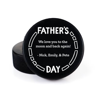 Buffalo Bottle Craft Father's Day Hockey Puck Gift- Best Dad Printed Gift Personalized Puck- Official Size-Thanks Dad Custom Design Real Hockey Puck Present