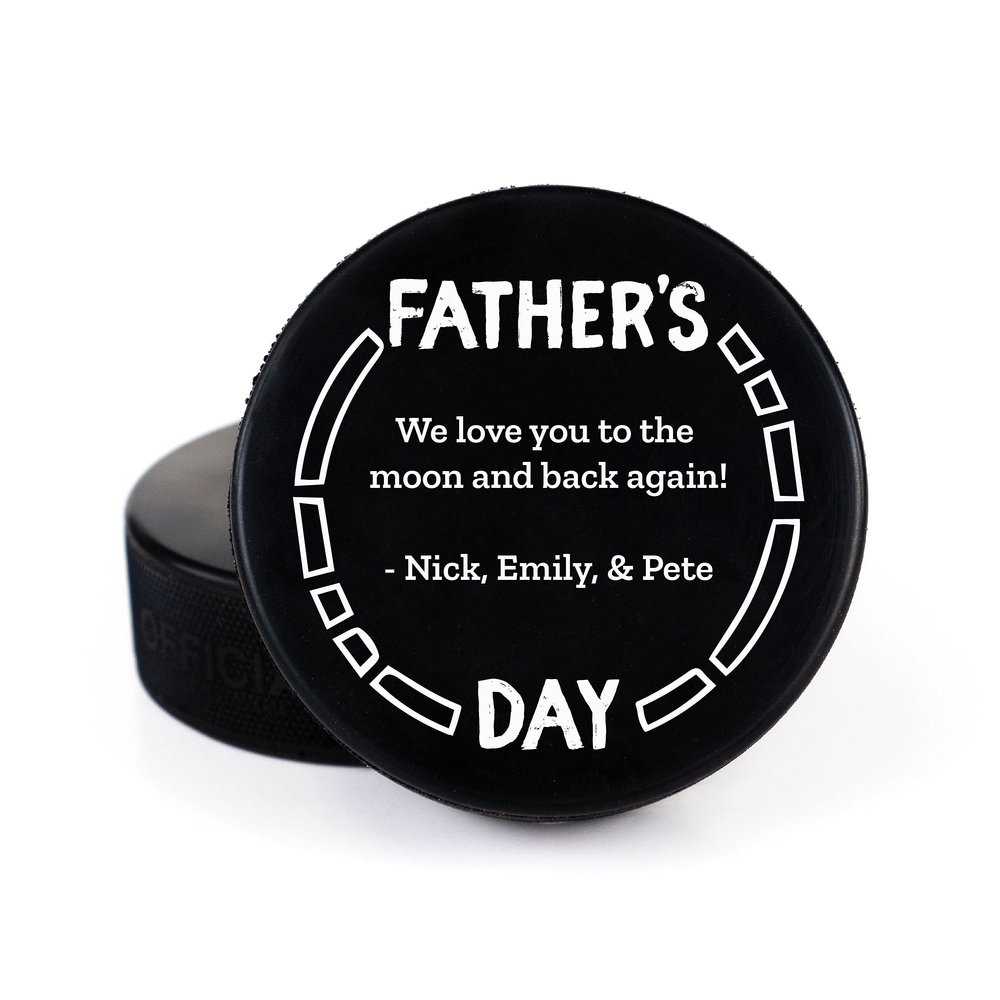 Buffalo Bottle Craft Father's Day Hockey Puck Gift- Best Dad Printed Gift Personalized Puck- Official Size-Thanks Dad Custom Design Real Hockey Puck Present
