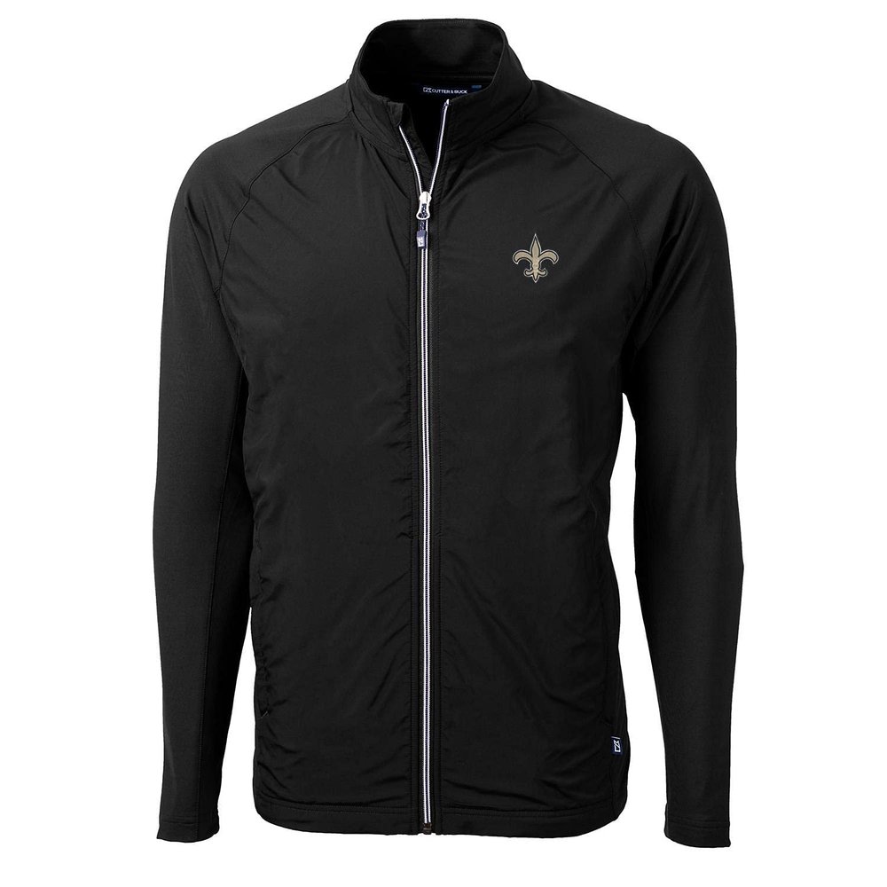 Cutter & Buck Men's Black New Orleans Saints Adapt Eco Knit Full-Zip Jacket