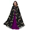 Halloween Wizard Witch Hooded Robe Gold Glitter Crescent Moon Stars Cloak Christmas Hoodies Cape Cosplay view 2