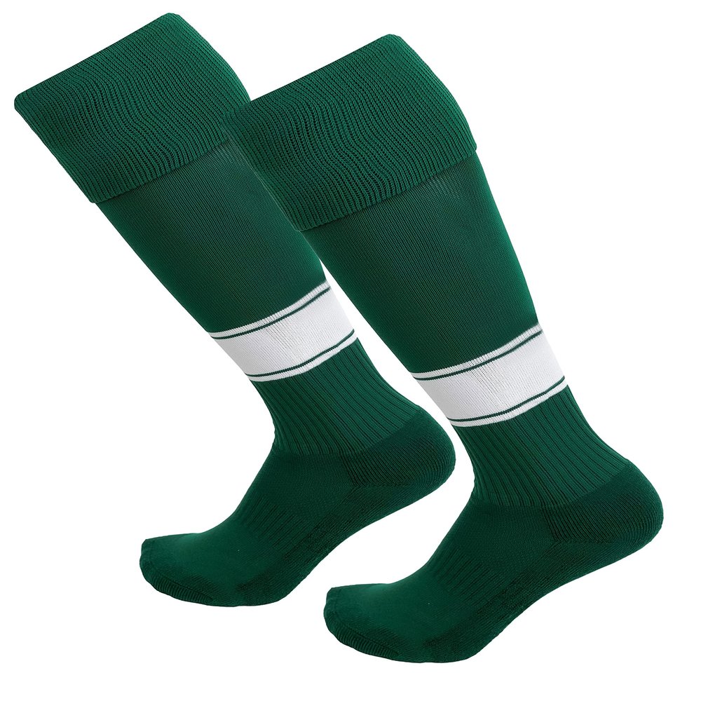 Just 4 Kicks Kid's Soccer Socks Classic Style, Boys and Girls Soccer Socks (Classic Dark Green/White)