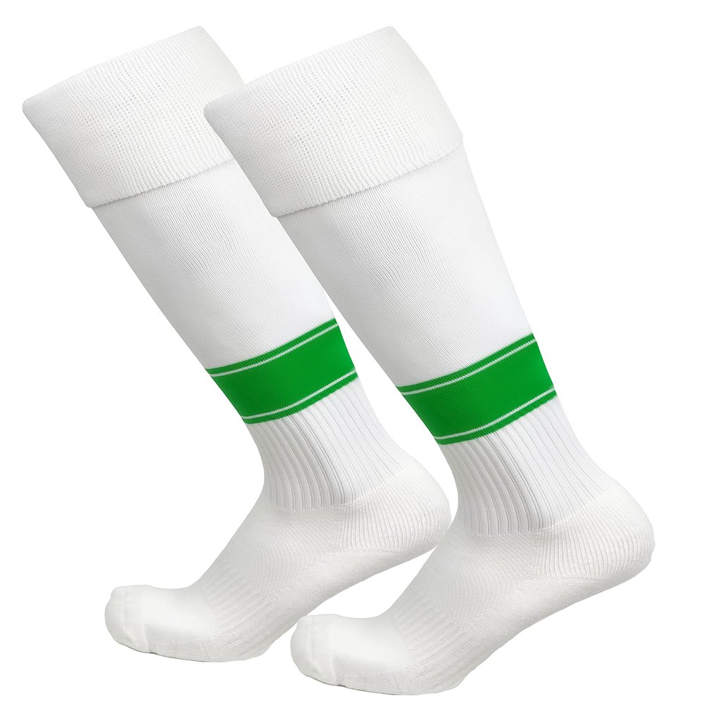 Just 4 Kicks Kid's Soccer Socks Classic Style, Boys and Girls Soccer Socks (Classic White/Kelly)