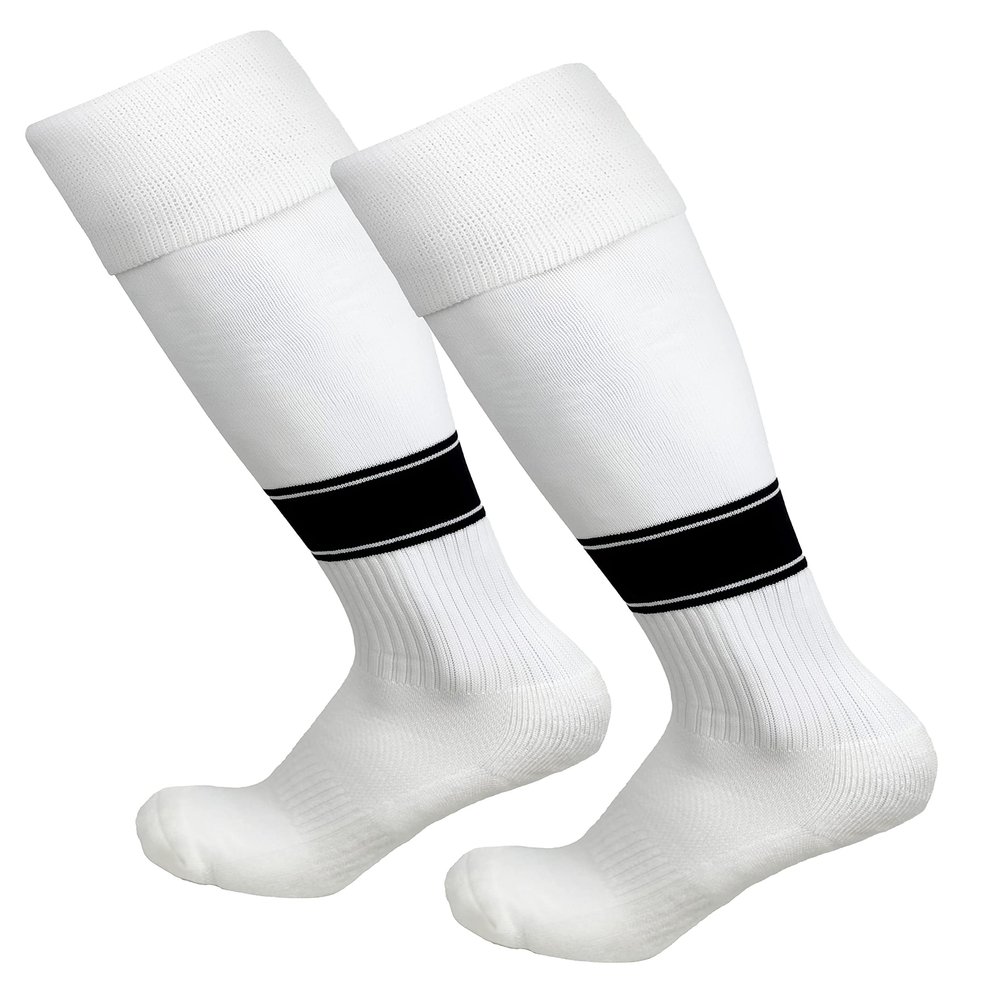 Just 4 Kicks Kid's Soccer Socks Classic Style, Boys and Girls Soccer Socks (Classic White/Black)