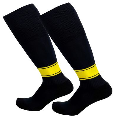 Just 4 Kicks Kid's Soccer Socks Classic Style, Boys and Girls Soccer Socks (Classic Black/Yellow)