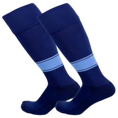 Just 4 Kicks Kid's Soccer Socks Classic Style, Boys and Girls Soccer Socks (Classic Navy/Sky)