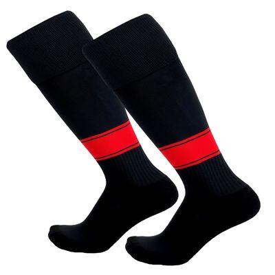 Just 4 Kicks Kid's Soccer Socks Classic Style, Boys and Girls Soccer Socks (Classic Black/Red)