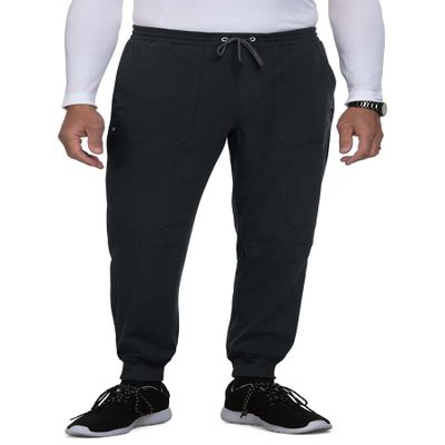 KOI Next Gen Men's Day to Night Jogger Scrub Pants, 7 Pockets, 4-Way Stretch Black Large