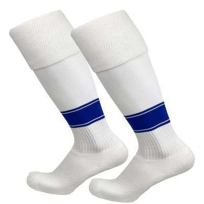 Just 4 Kicks Kid's Soccer Socks Classic Style, Boys and Girls Soccer Socks (Classic White/Royal)