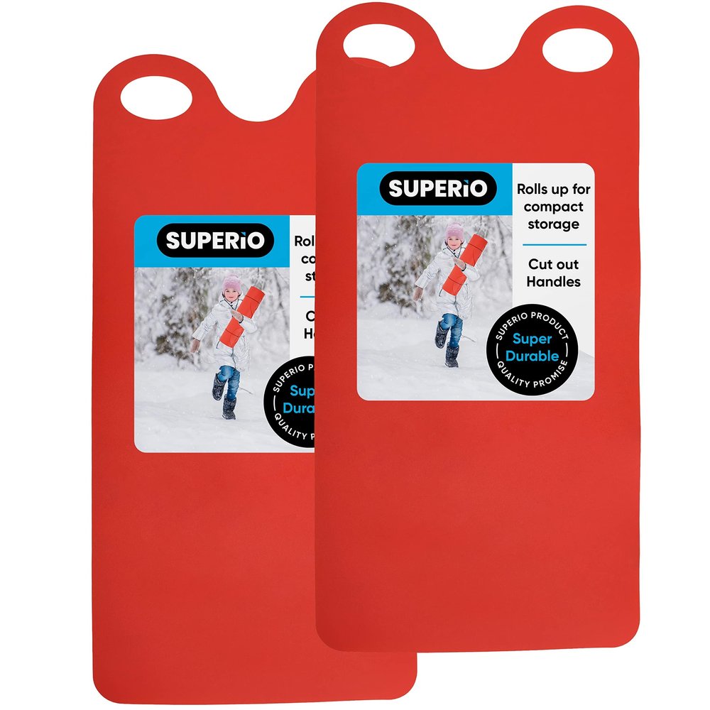 Superio Snow Slider Mat, Flexible Snow Sled Flying Carpet, Roll up Sleds for Kids and Adults 54" Lightweight Portable Plastic Snowboard Sled (Red)