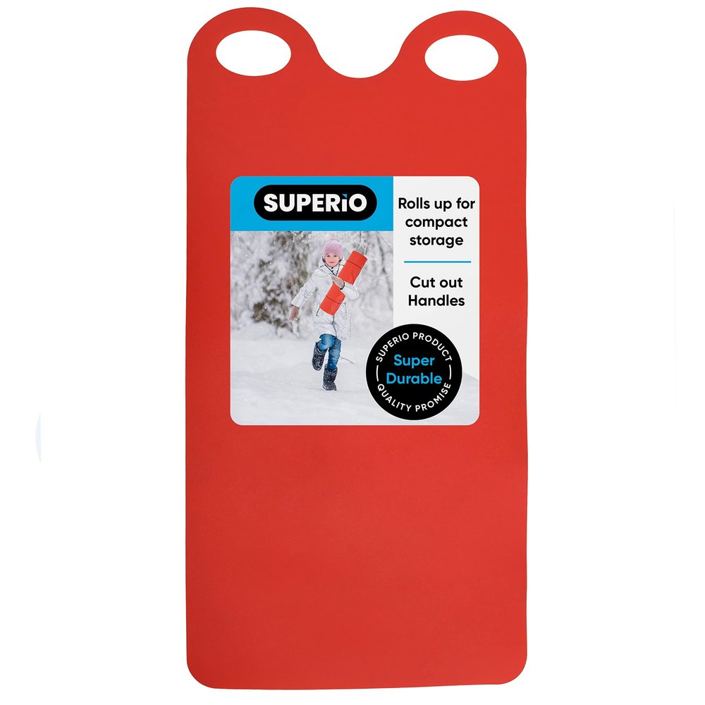 Superio Snow Slider Mat, Flexible Snow Sled Flying Carpet, Roll up Sleds for Kids and Adults 54" Lightweight Portable Plastic Snowboard Sled (Red)