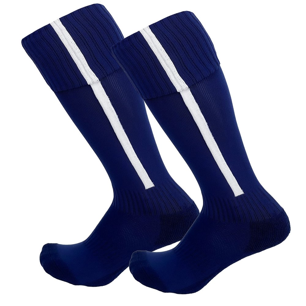 Just 4 Kicks Kid's Soccer Socks Classic Style, Boys and Girls Soccer Socks (Fussion Navy/White)