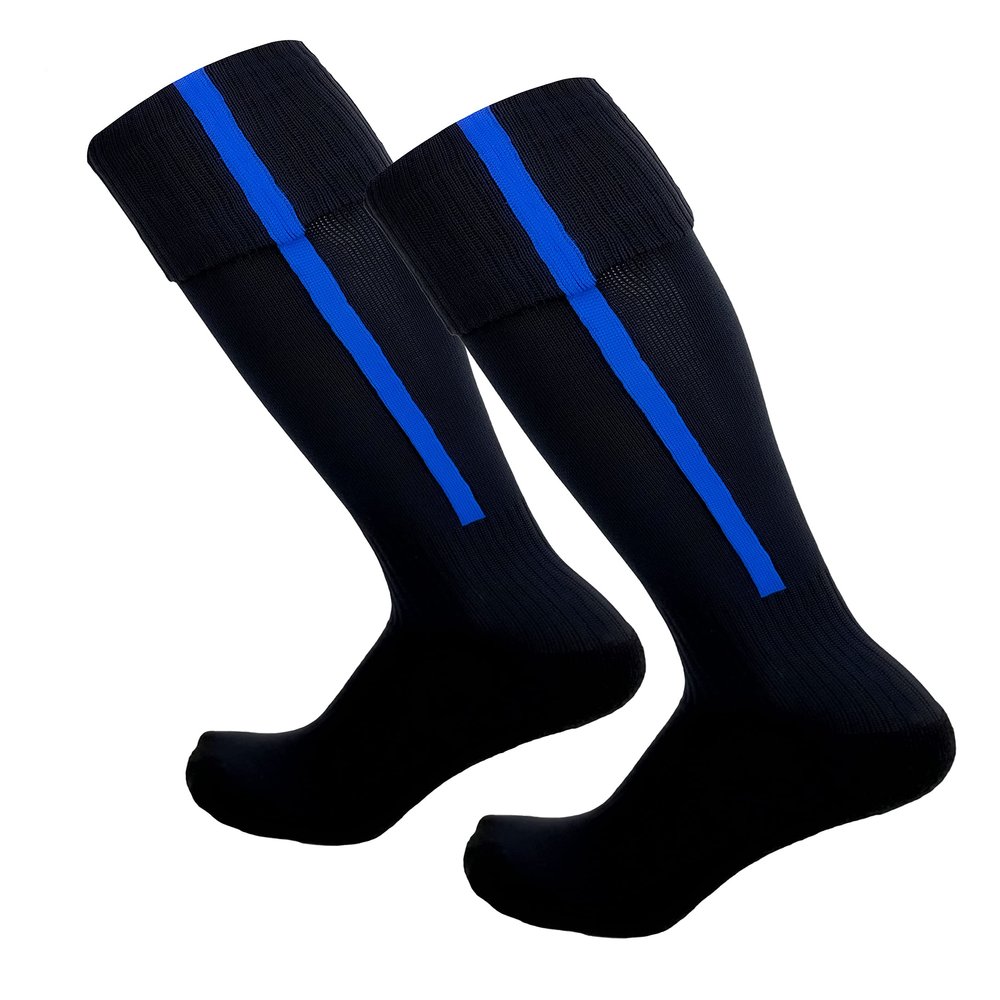 Just 4 Kicks Kid's Soccer Socks Classic Style, Boys and Girls Soccer Socks (Fussion Black/Royal)
