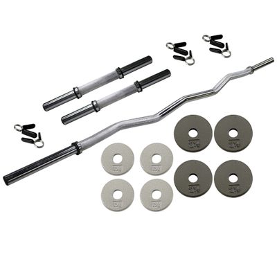 Ader Regular 1" Hollow Bar Kit (47" Curl Bar & 14" Dumbbells) w/ 4 pcs of 1.25lb + 2.5lb Gray 1" Standard Weight Plates