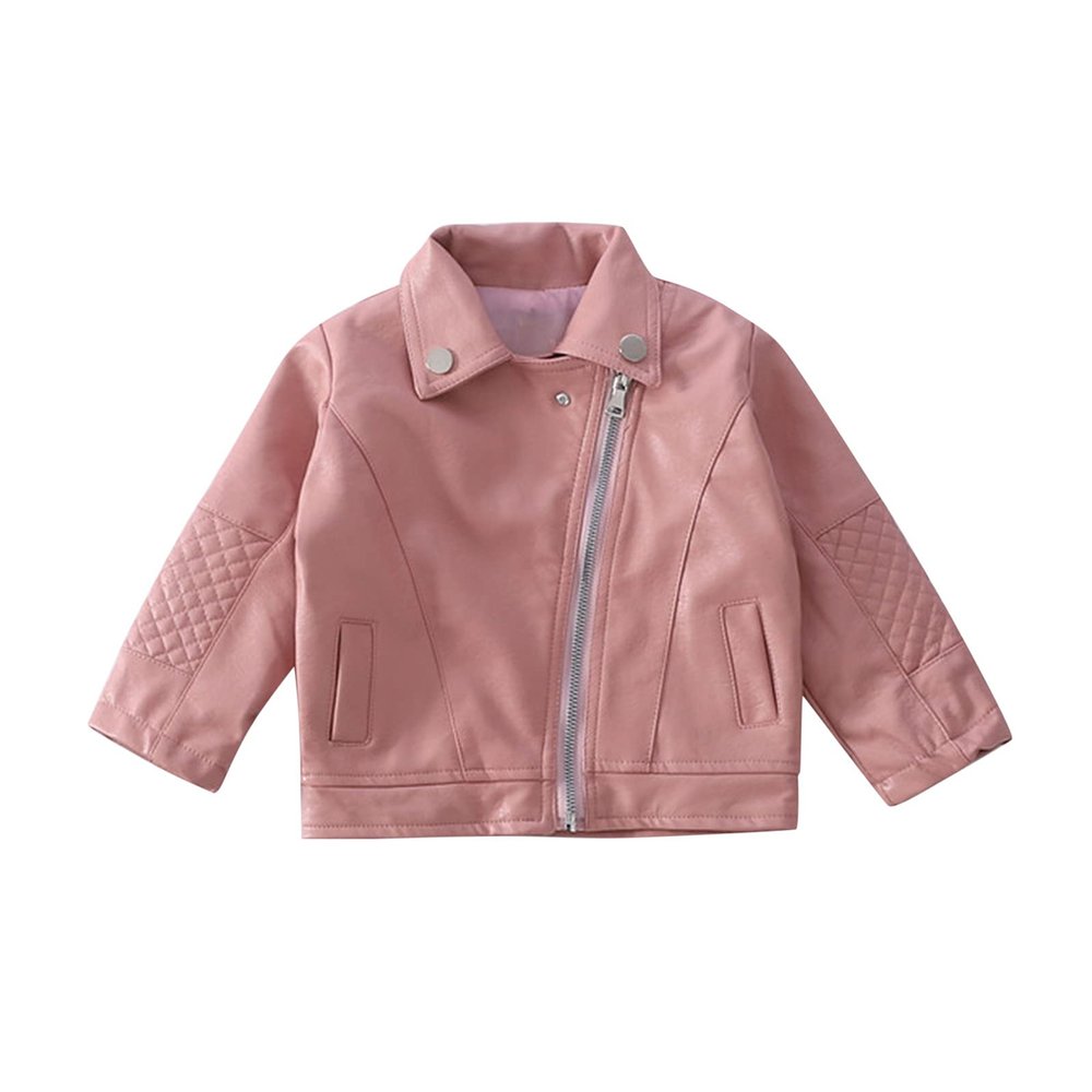 Moonker Baby Short Jacket Coat 1-5 Years Old,Toddler Boys Girls Kids Outerwear Autumn Winter Leather Outwear Clothes A-Pink